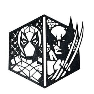 Deadpool Wolverine Black Wall Art Home Decor Hero Theme Hexagon Sign